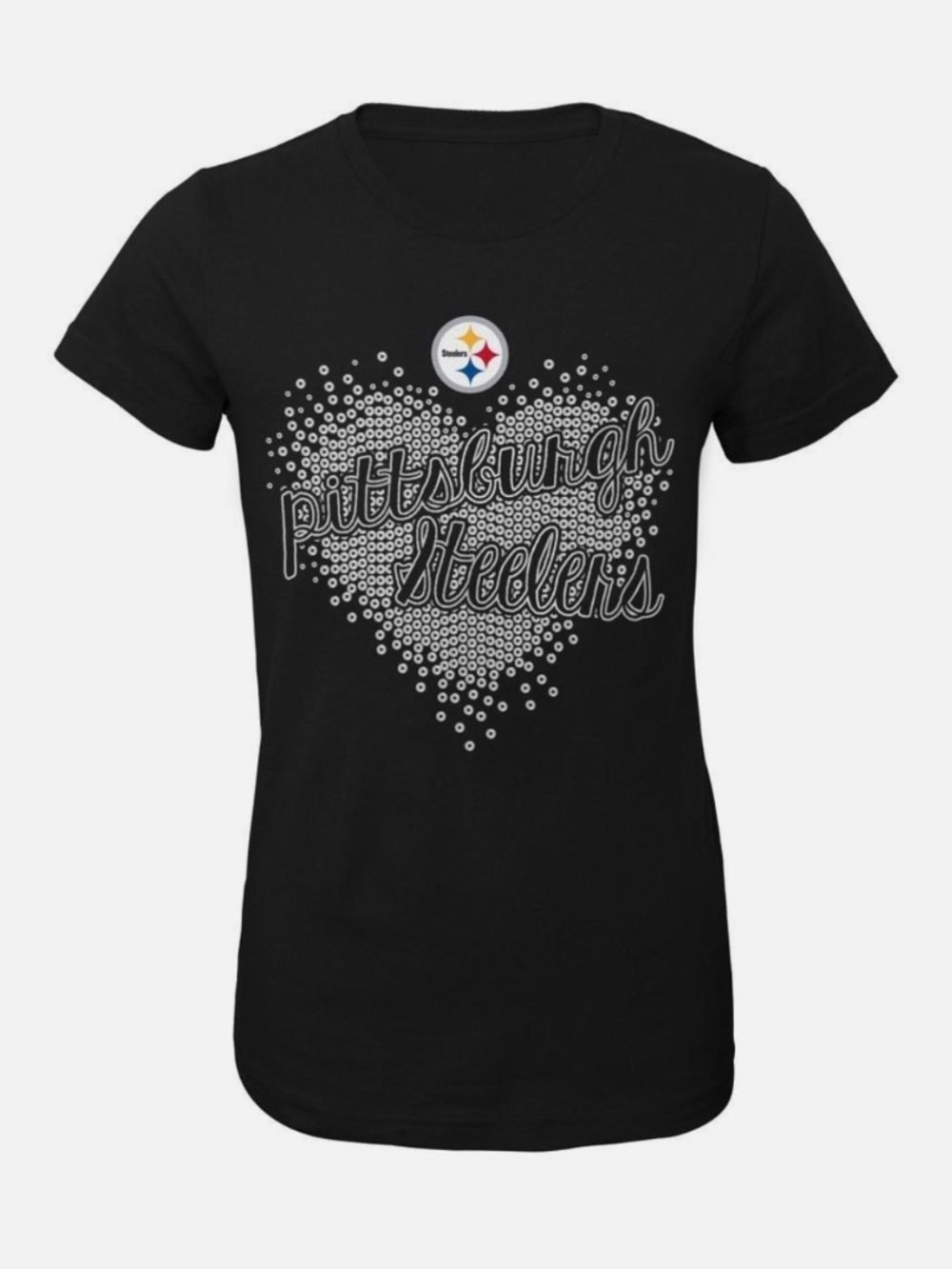 Team Apparel Black Pittsburgh Steelers Heart Tee